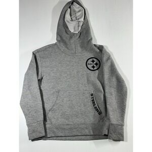 Pittsburgh Steelers Knit Pullover Hoodie Gray Football Size Medium